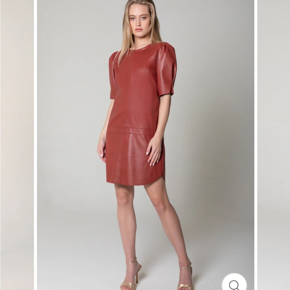 Lavender Brown faux leather dress